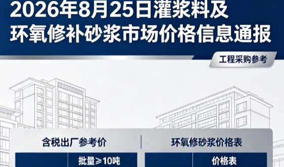 三才镇2026年8月25日灌浆料及环氧修补砂浆市场价格信息通报